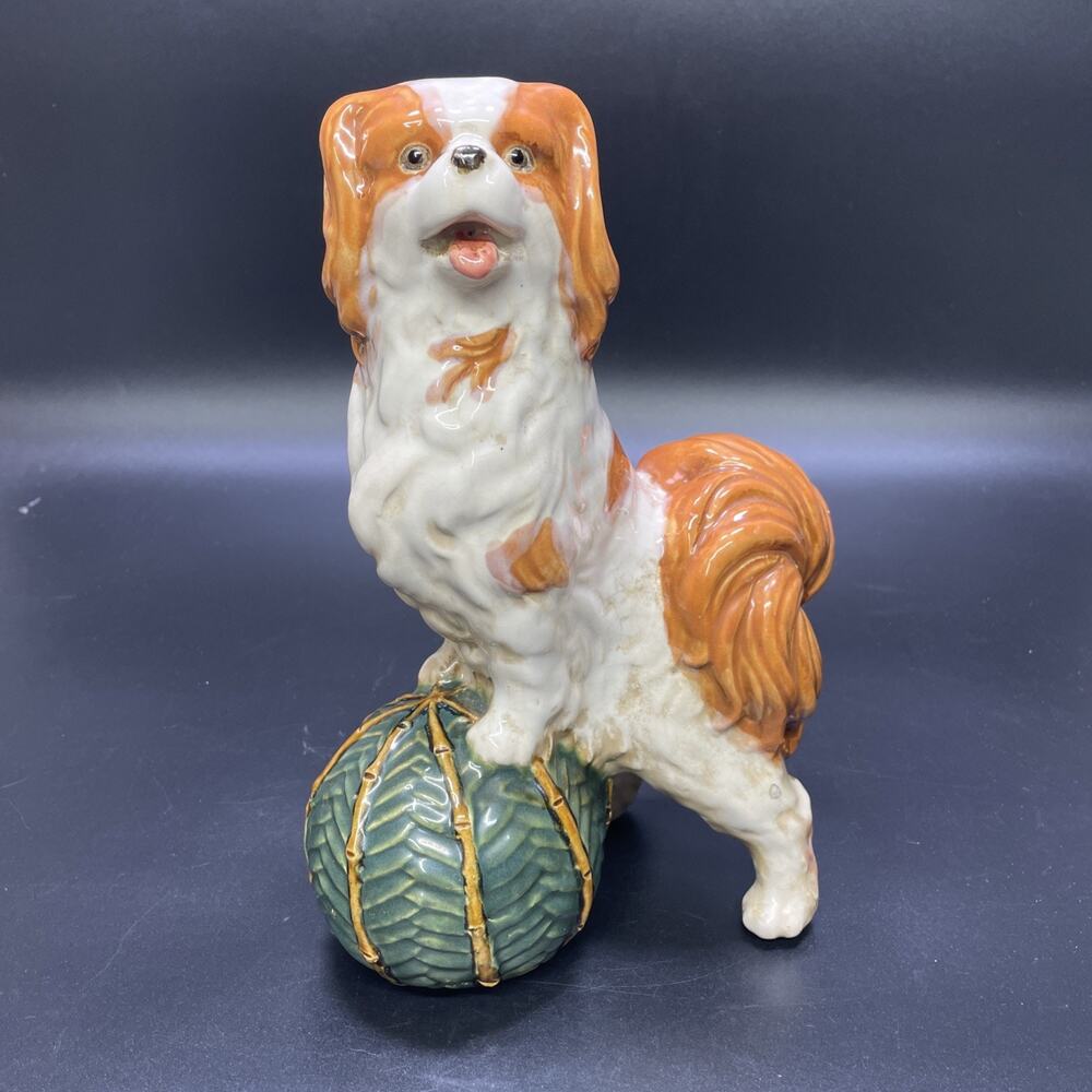 Art Deco Era Staffordshire Dog w/Ball Ceramic English Style Figurine Statue 12"